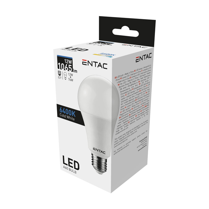 Lâmpada LED E27 12W Entac – Pack 10 Unidades