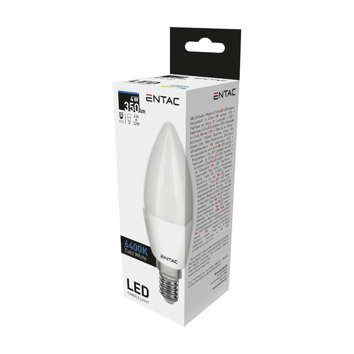 Lâmpadas LED E14 4W Entac – Pack 10 Unidades