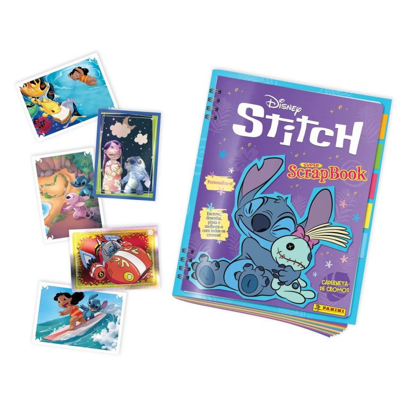 Stitch Super Scrapbook 2025 – Caderneta + 4 Saquetas (Coleção Oficial Disney)