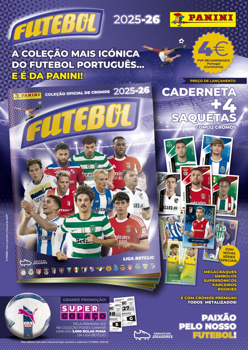 Panini – Pack Futebol Liga Portugal 25/26 (Caderneta + 4 Saquetas)