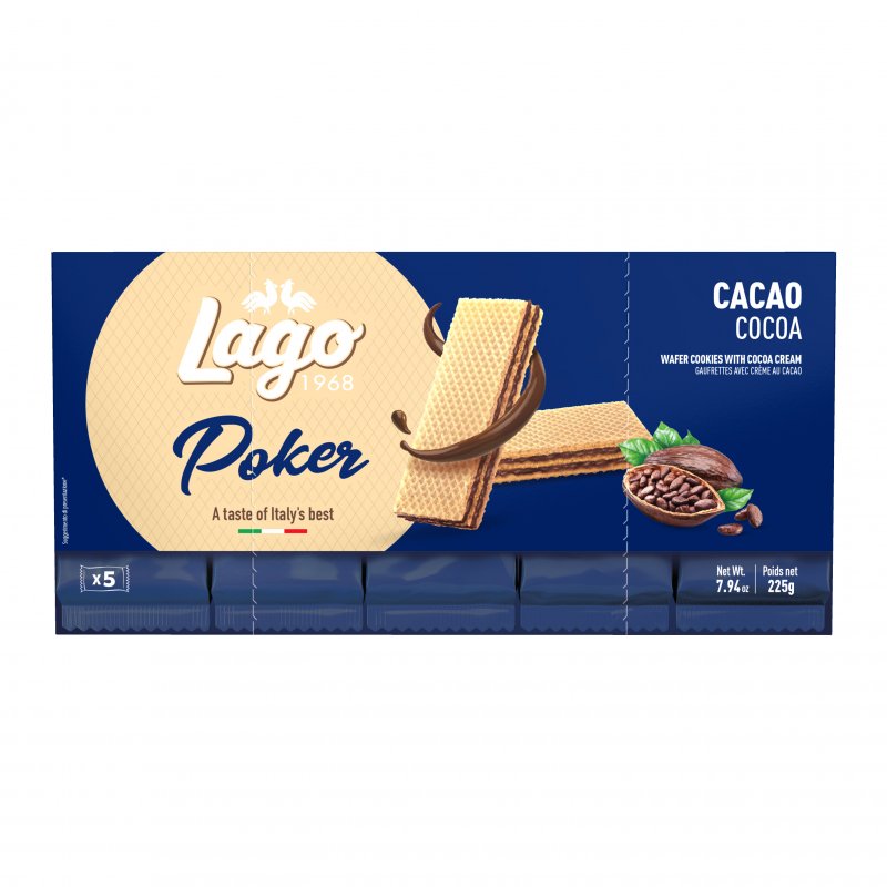 Bolachas Wafer Poker Cacau – Caixa com 16 Packs