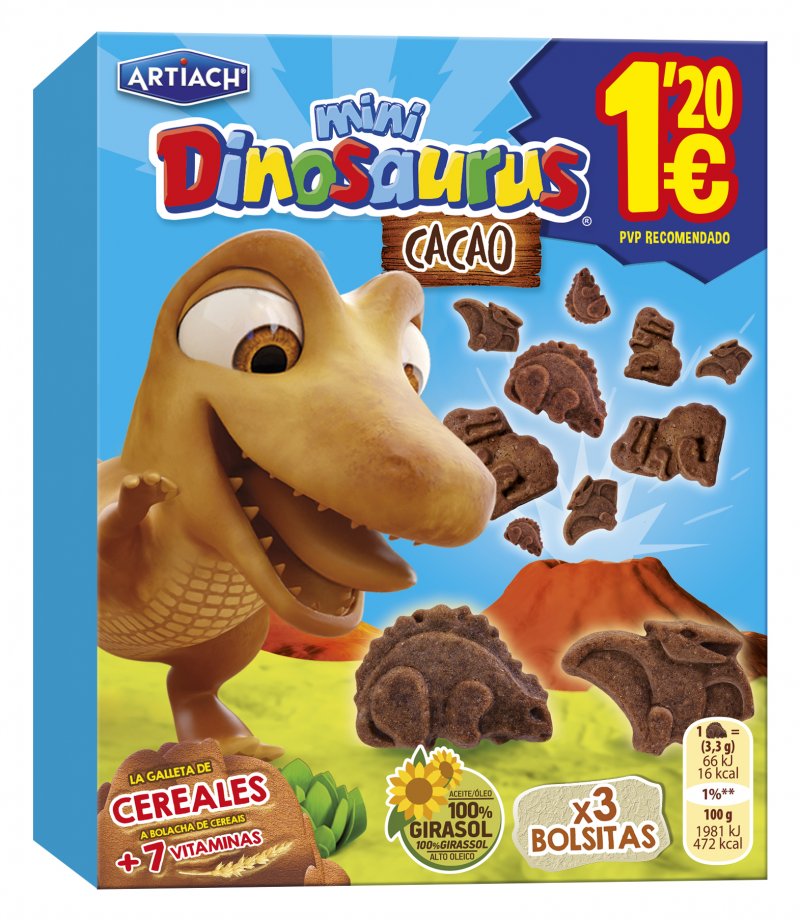 Bolachas Mini Dinosaurus Cacau – Caixa 12 Unidades