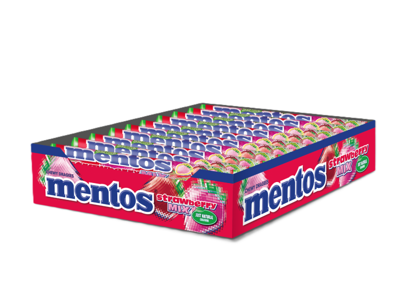 Mentos Morango Mix – Display 20 Unidades