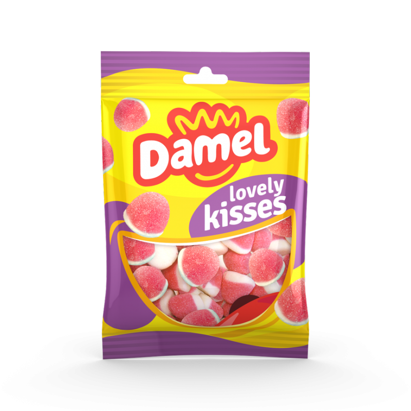Beijinhos Morango Damel 70g – Caixa 16 Saquetas