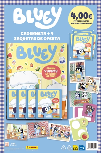 Panini Pack Bluey Funny Yummy – Caderneta + 4 Saquetas Oferta (20 Cromos)