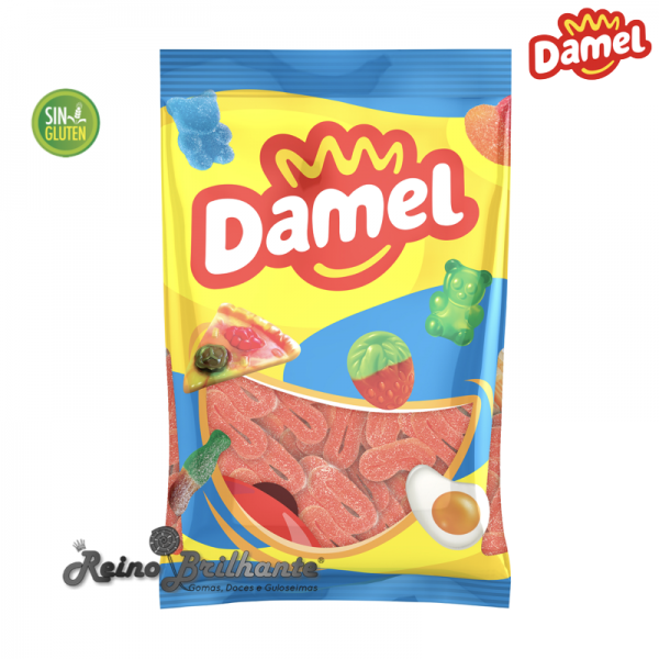 Damel Aros Açucarados de Morango - Saco 1 Kg